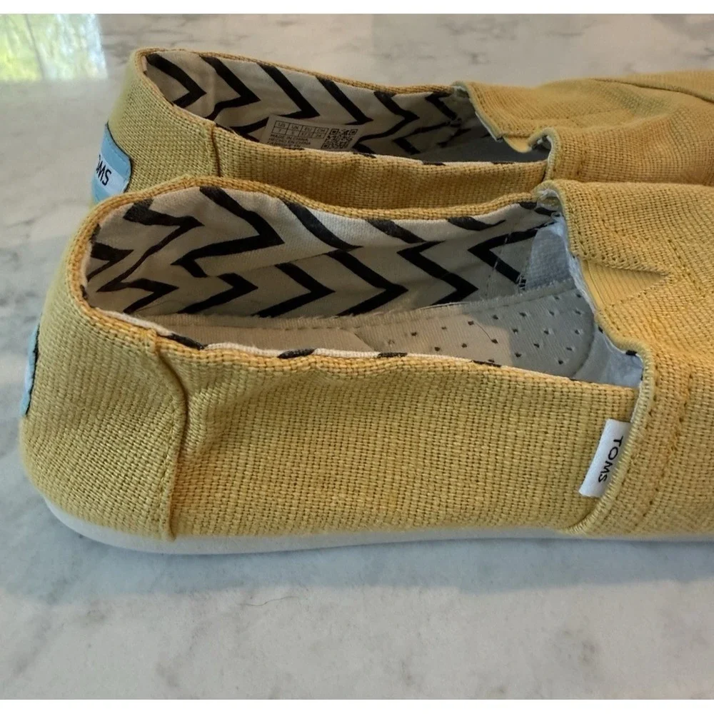 TOMS Alpargata Heritage Eco Women's‎ Slip On Canvas Shoes Yellow Flats Size 7